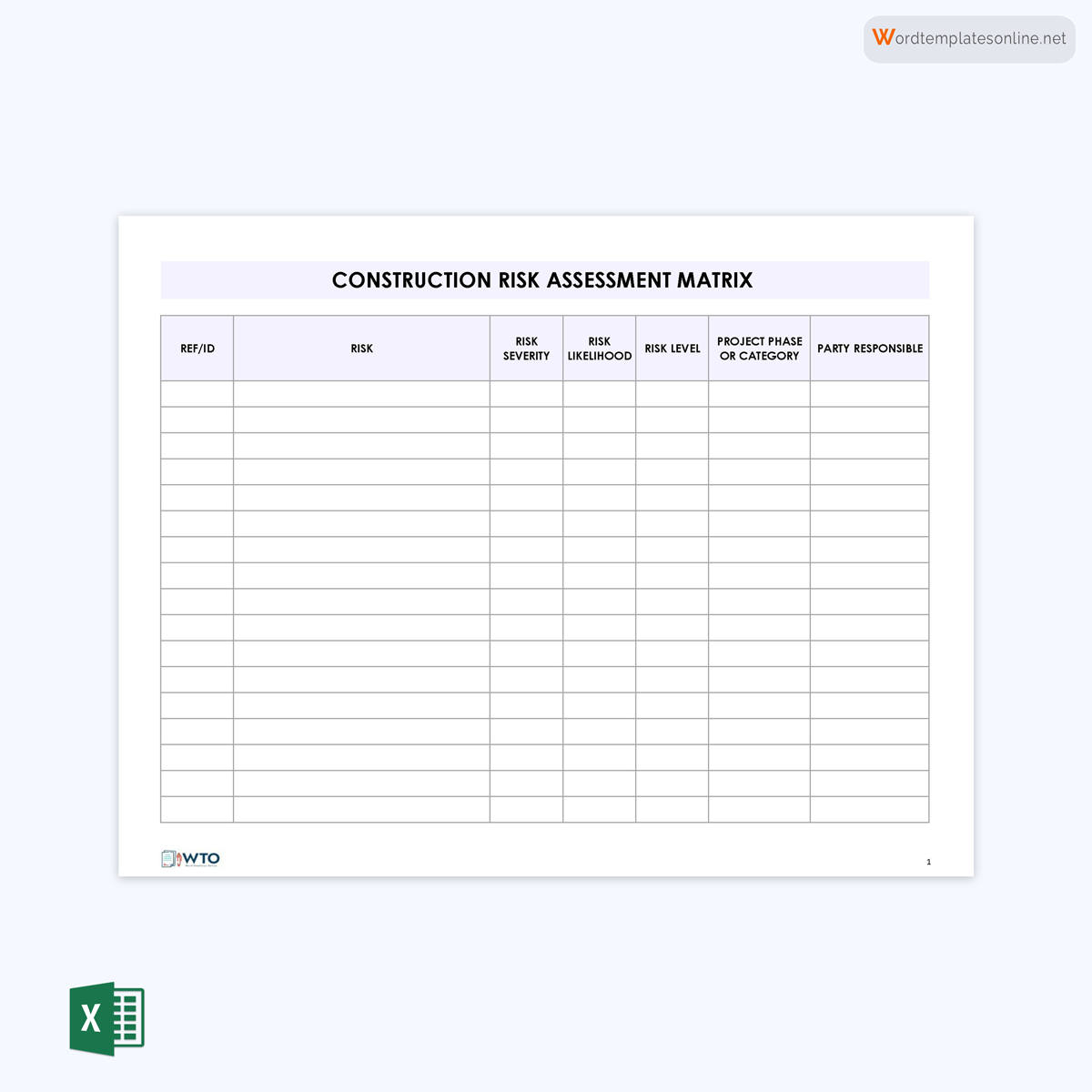 Editable Risk Analysis Template 06 for Excel
