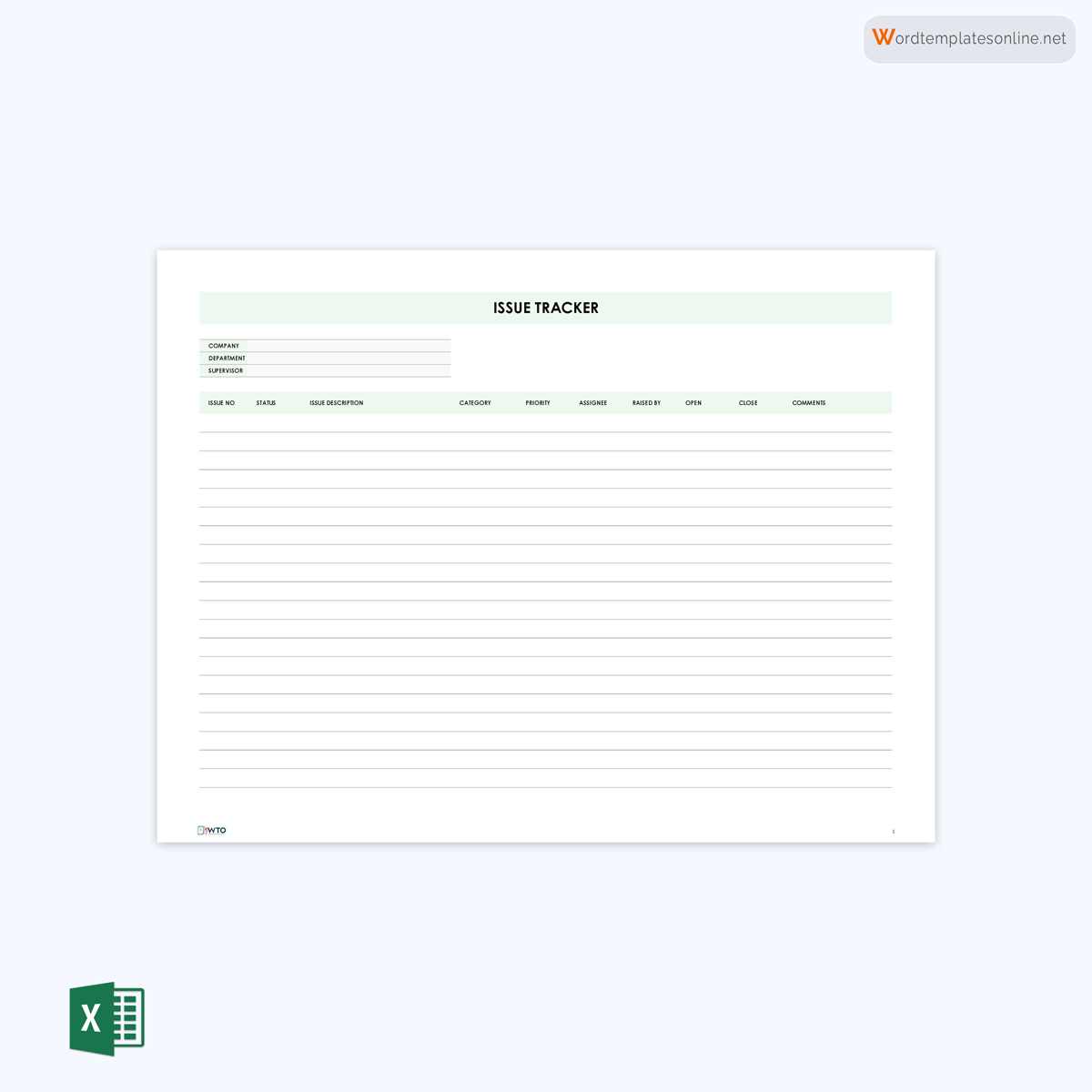 Printable Issue Tracking Template 08 for Excel