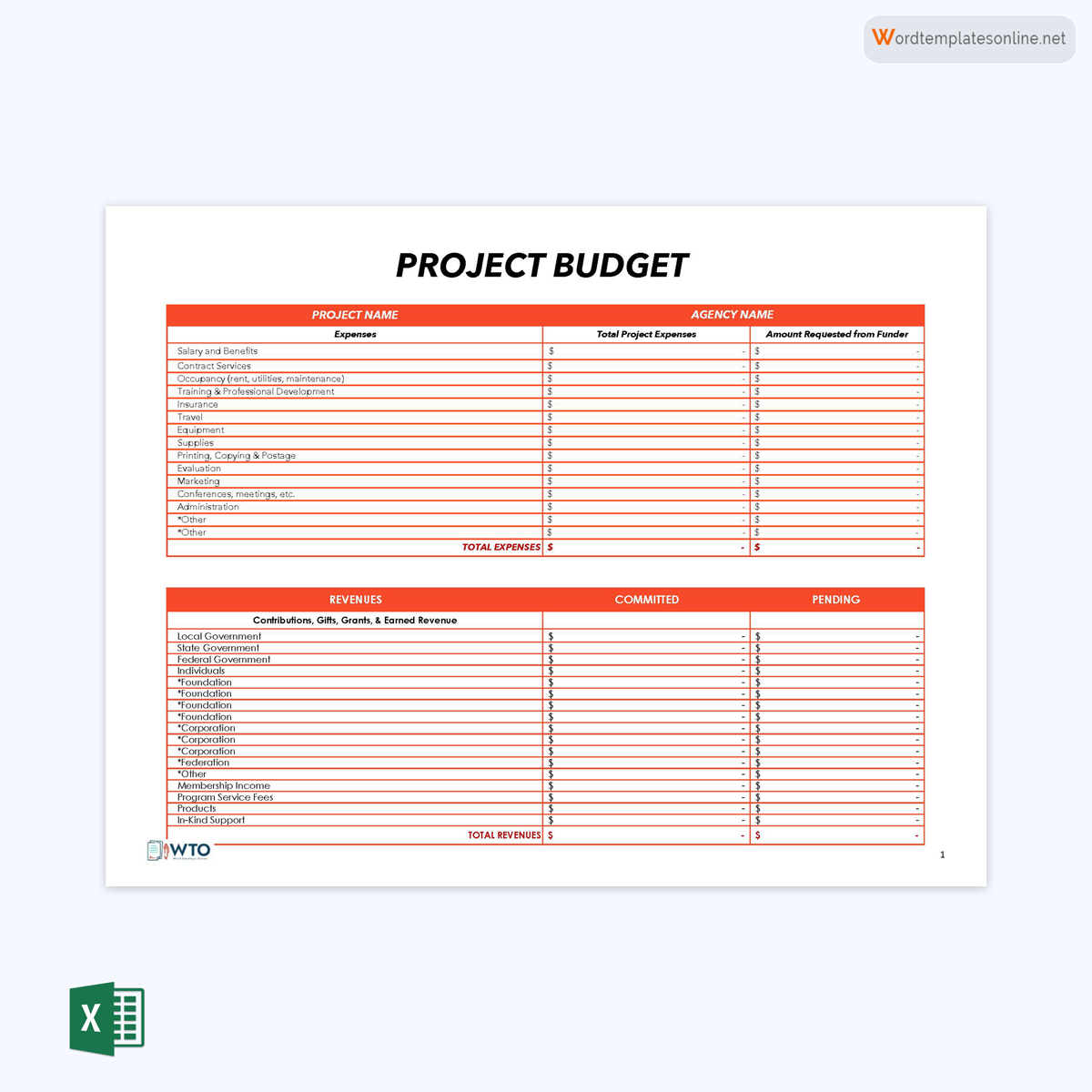 Free project budget template in Excel 10