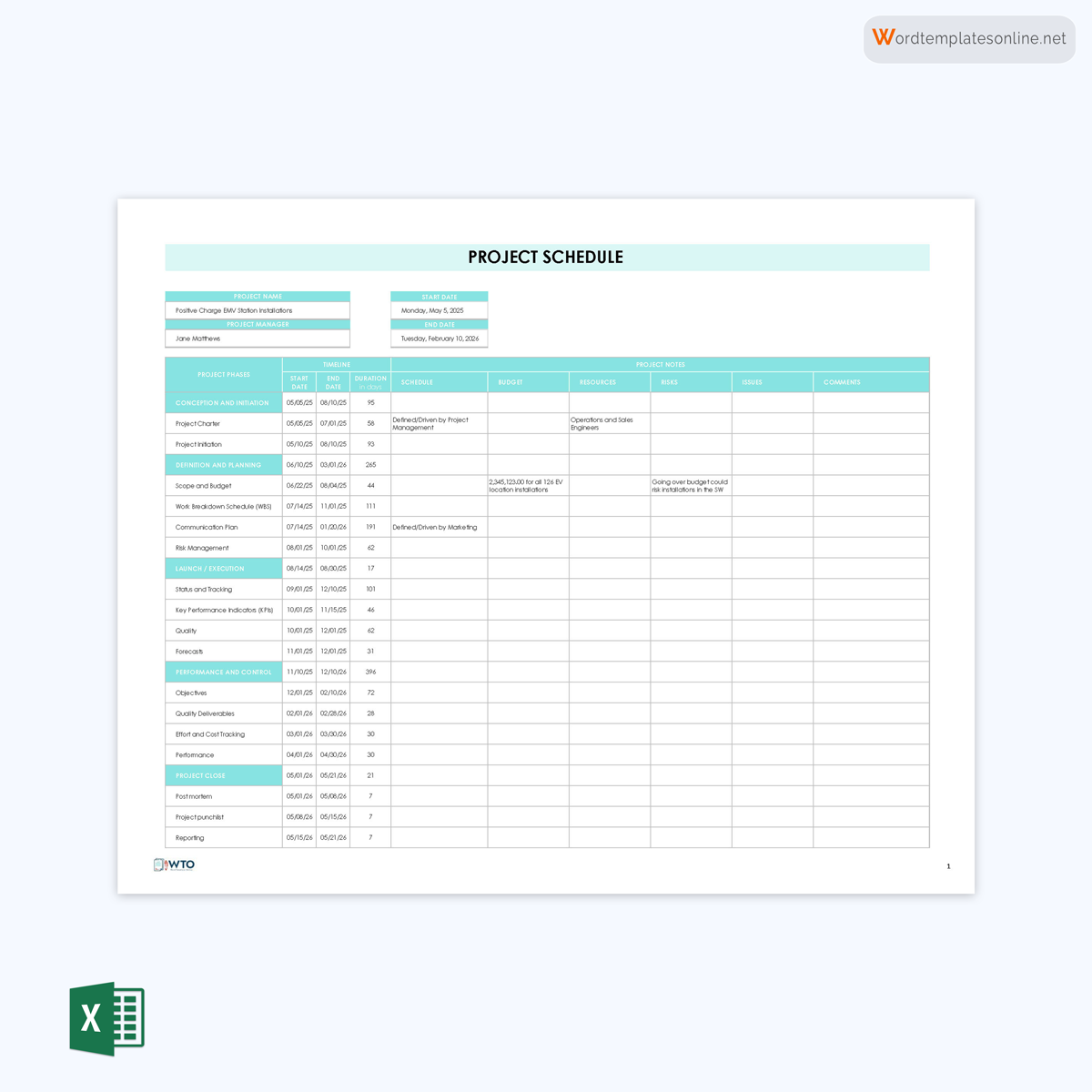 Excel project timeline tracker