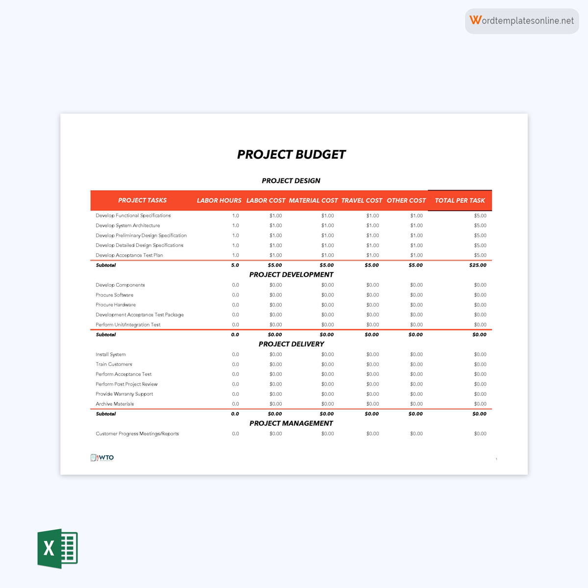 Editable project budget format in Excel 09