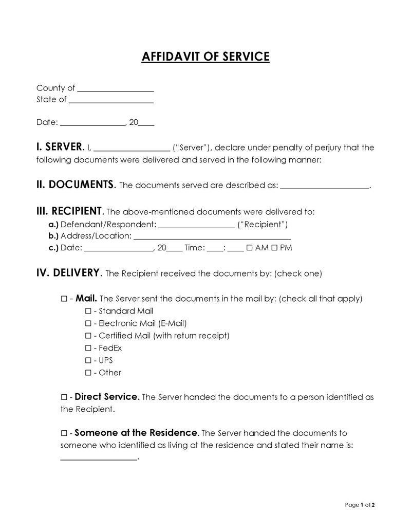 Affidavit of Service