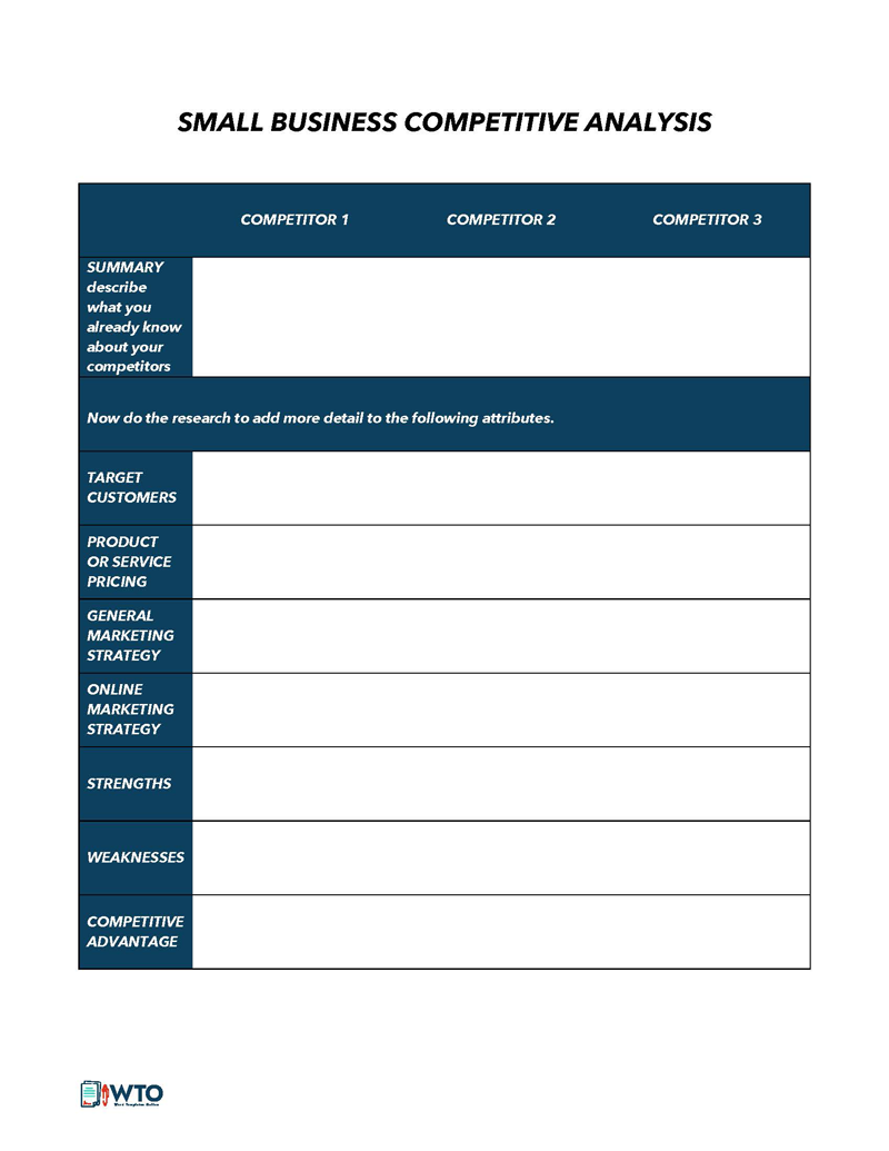 Great Editable Small Business Competitive Analysis Template 02 as Word File