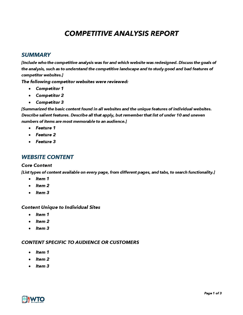 Great Editable Competitive Analysis Report Template as Word File