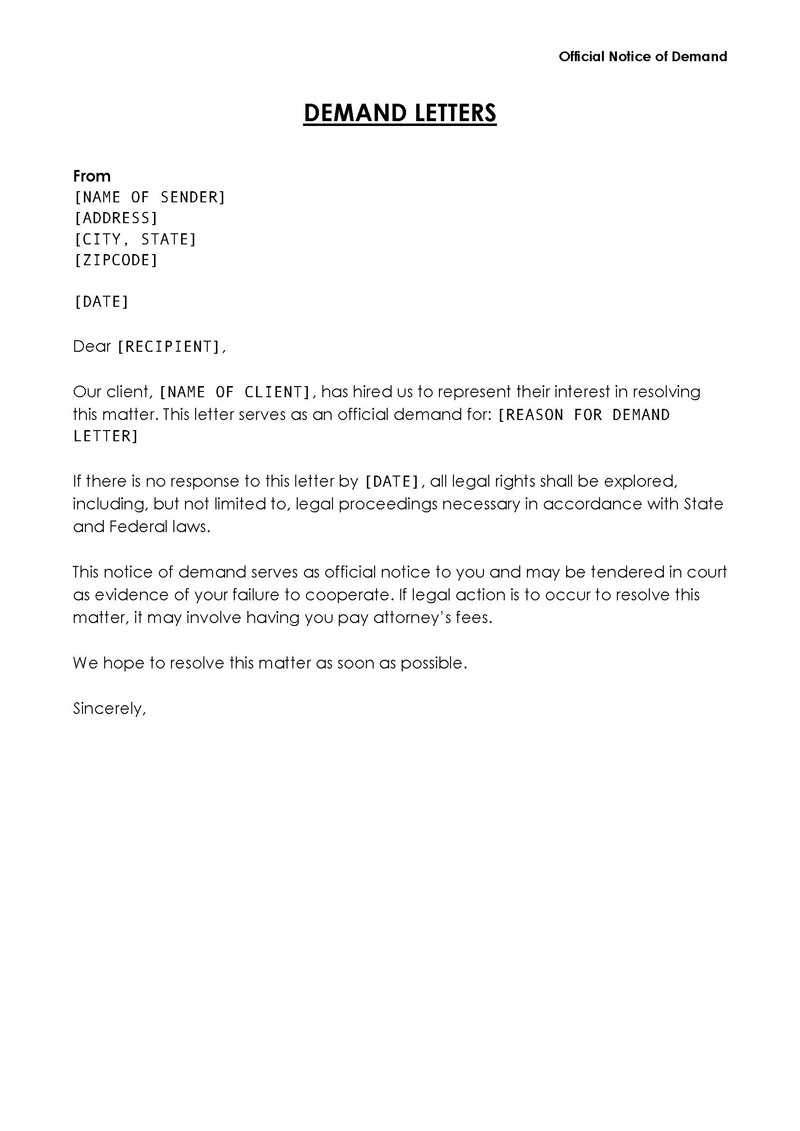 Office Notices Demand Letter