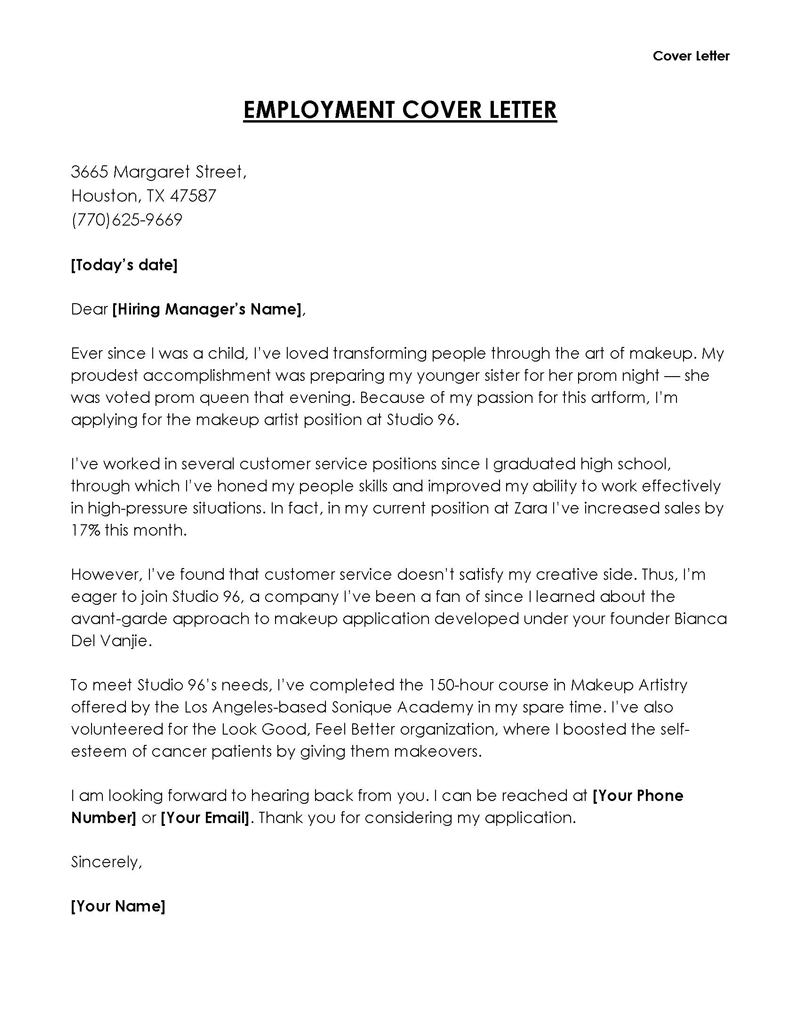 
free cover letter template