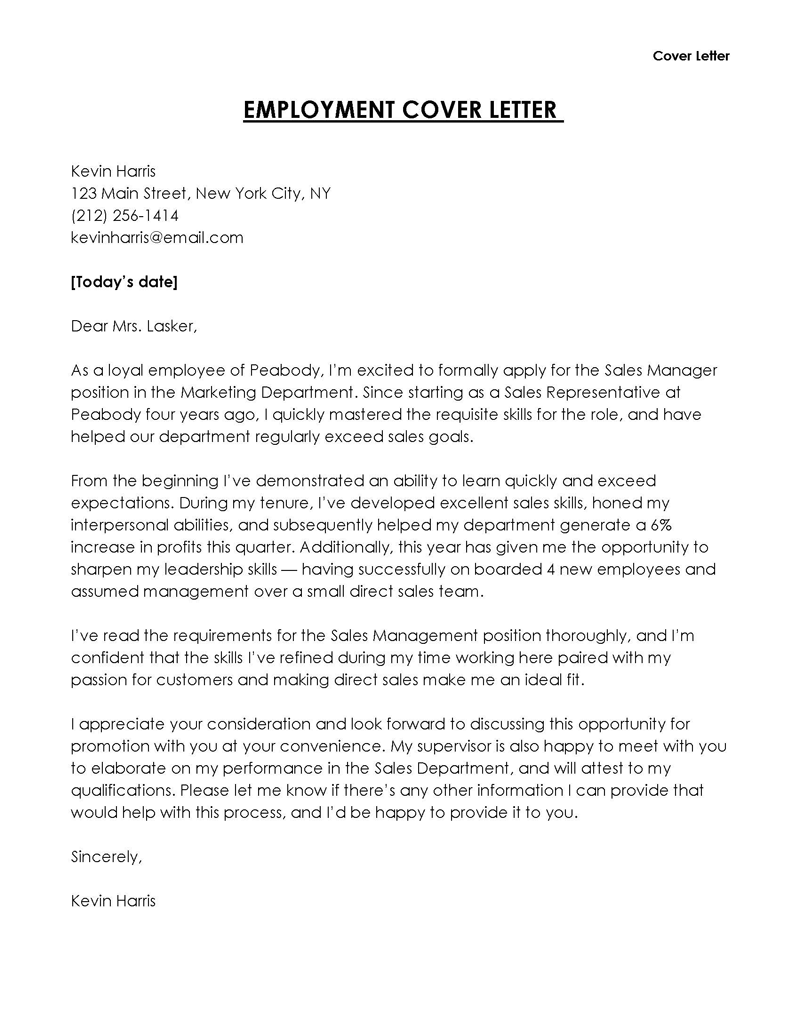 Professional Customizable Sales Manager Cover Letter Sample for Word Format