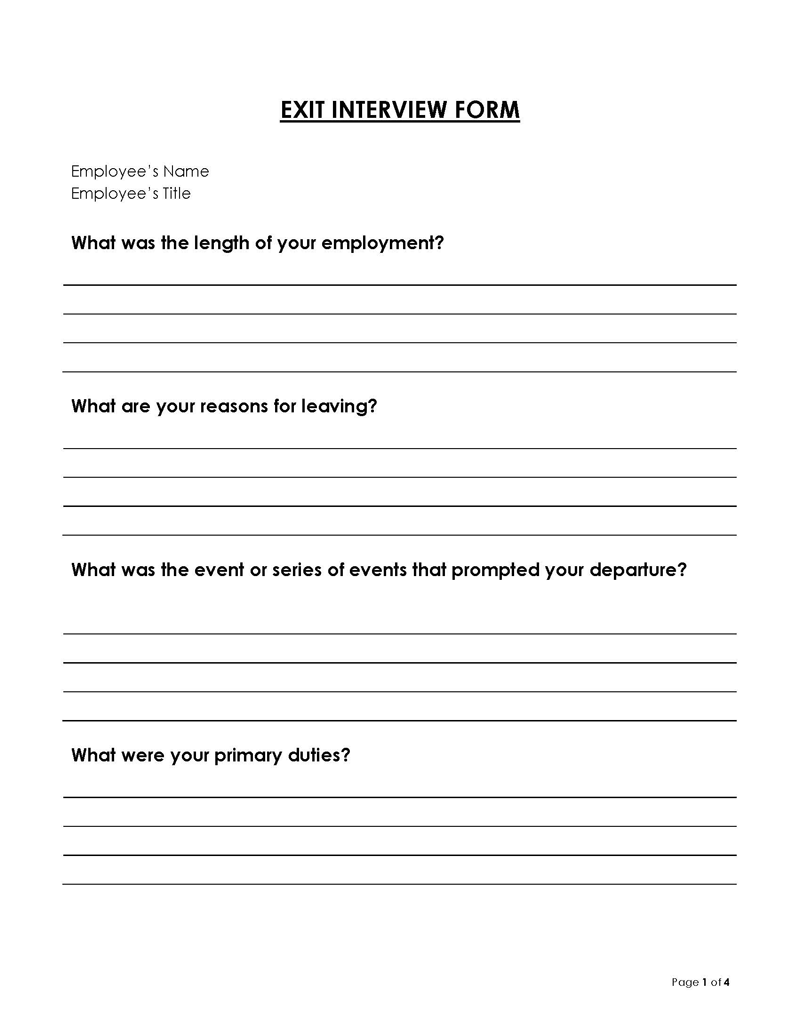 Comprehensive Editable Exit Interview Form 02 for Word File