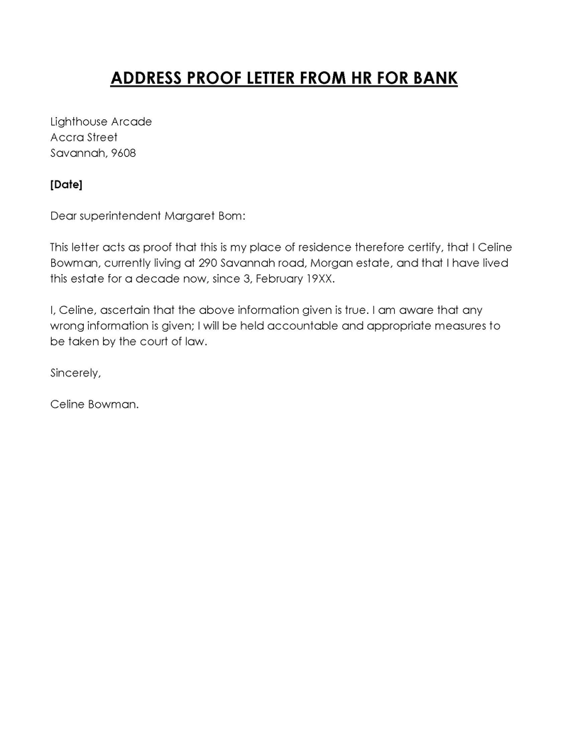 Proof of residency letter

