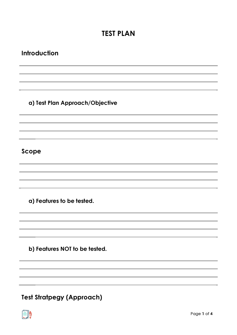 Great Editable Test Plan Template 07 for Word Document