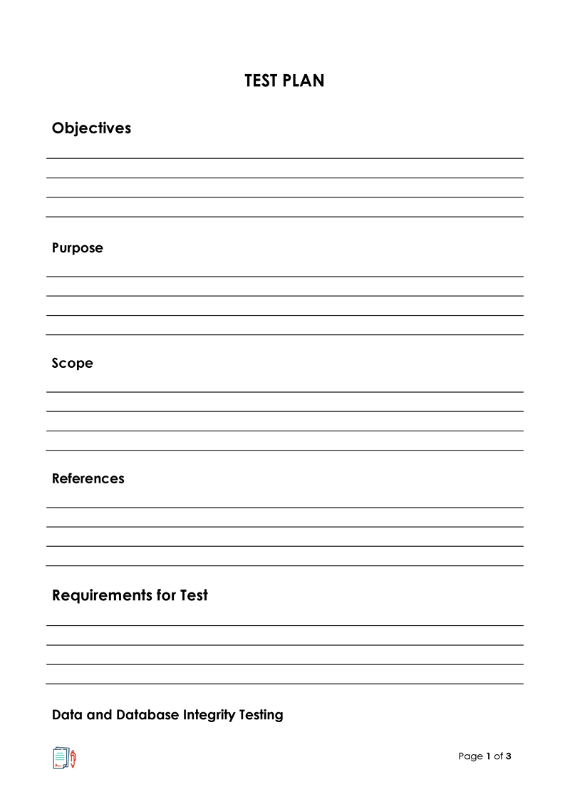 Great Editable Test Plan Template 08 for Word Document