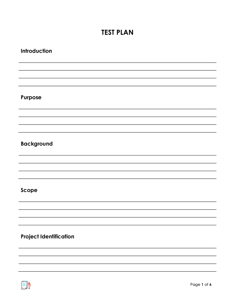 Great Editable Test Plan Template 10 for Word Document