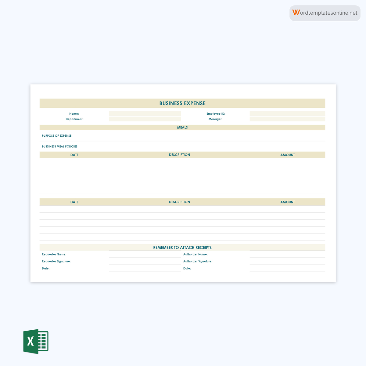 Free Editable Business Expense Sheet Tracker Template as Excel Sheet