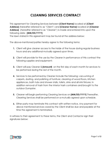 Image 9 for Cleaning Services Contract Template Free