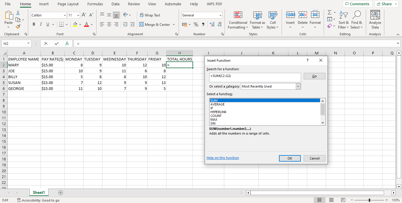 Creating an Overtime Sheet on MS Excel Step 04