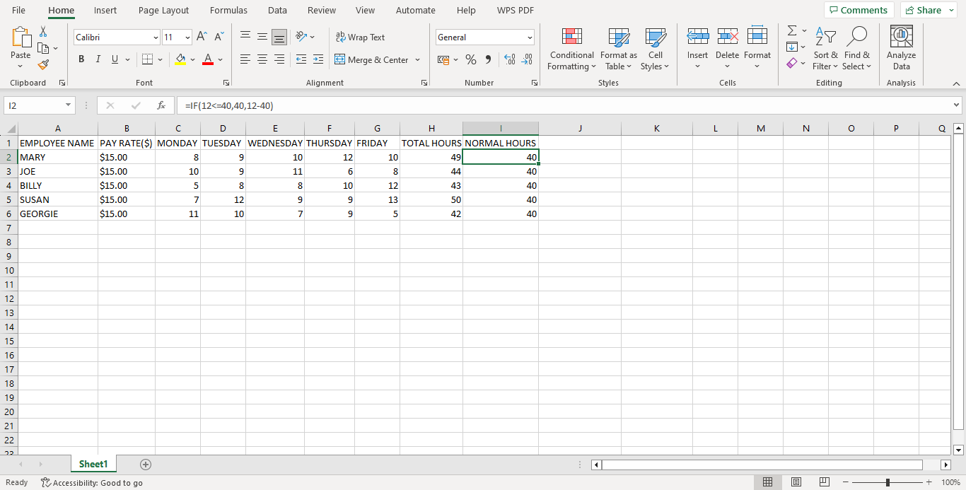 Creating an Overtime Sheet on MS Excel Step 05