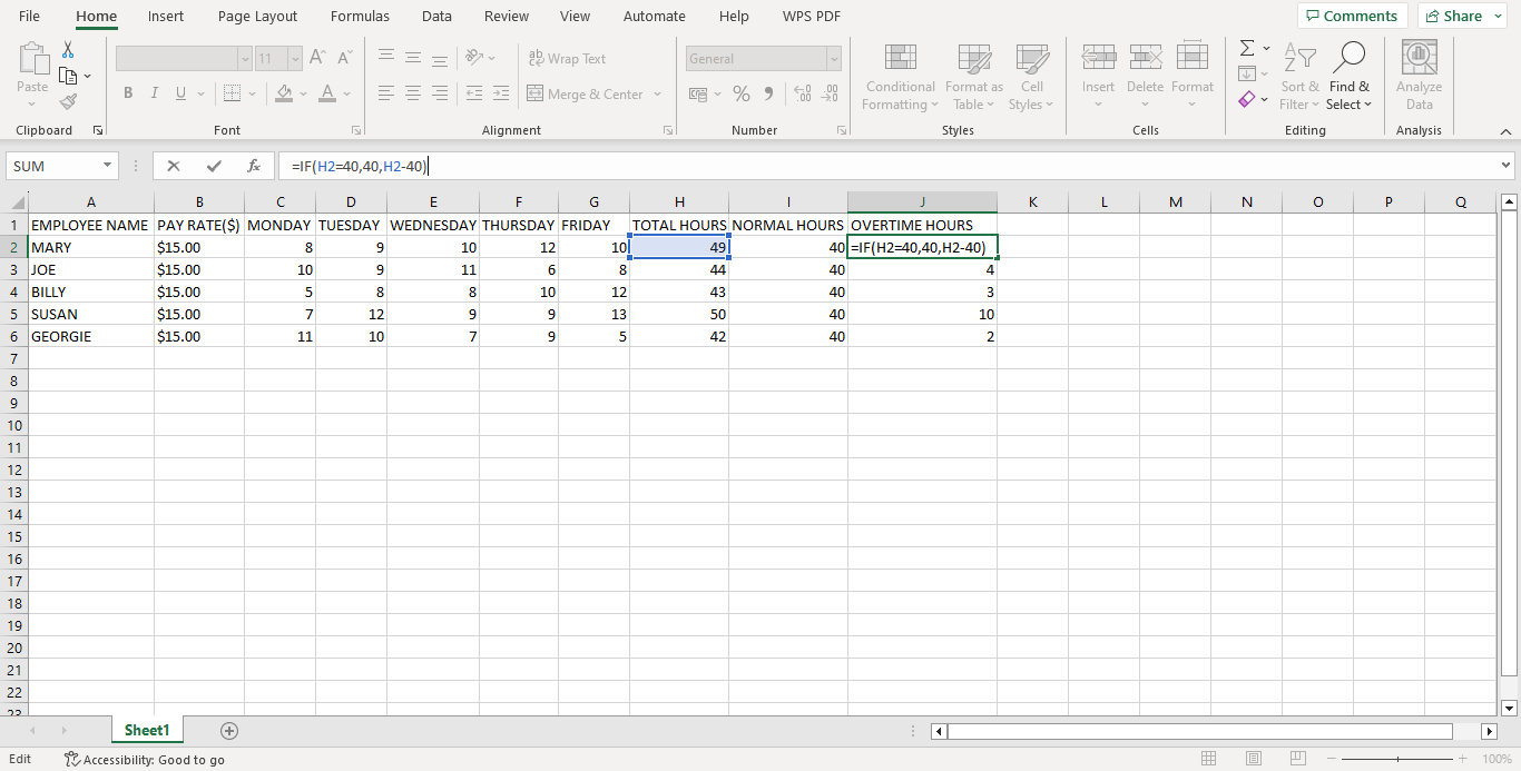 Creating an Overtime Sheet on MS Excel Step 06