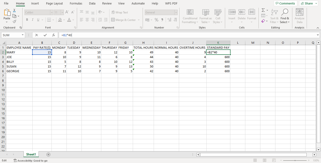 Creating an Overtime Sheet on MS Excel Step 07