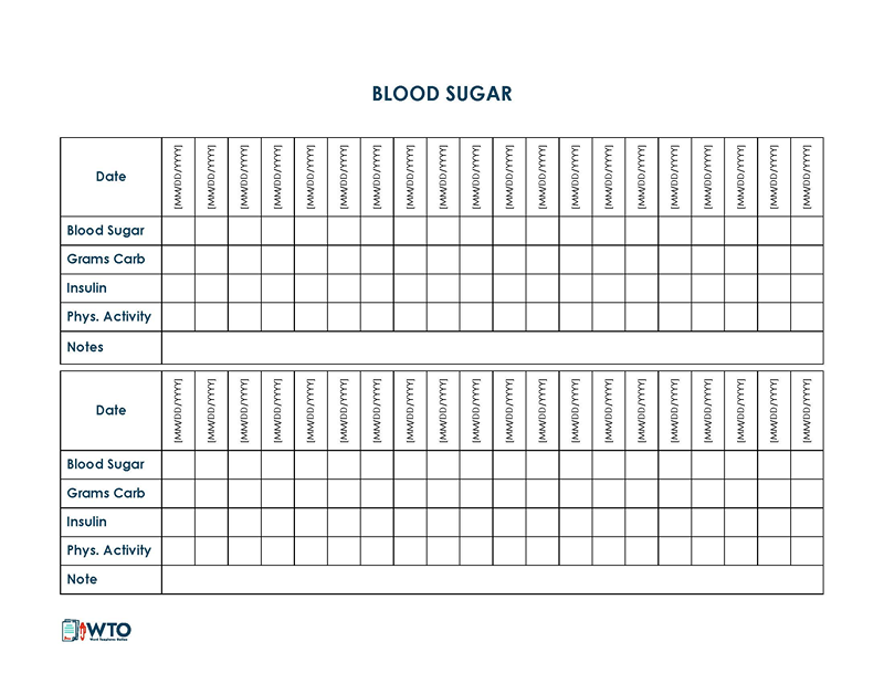 Great Fillable Monthly Blood Sugar Log Sheet Template 01 for Word File
