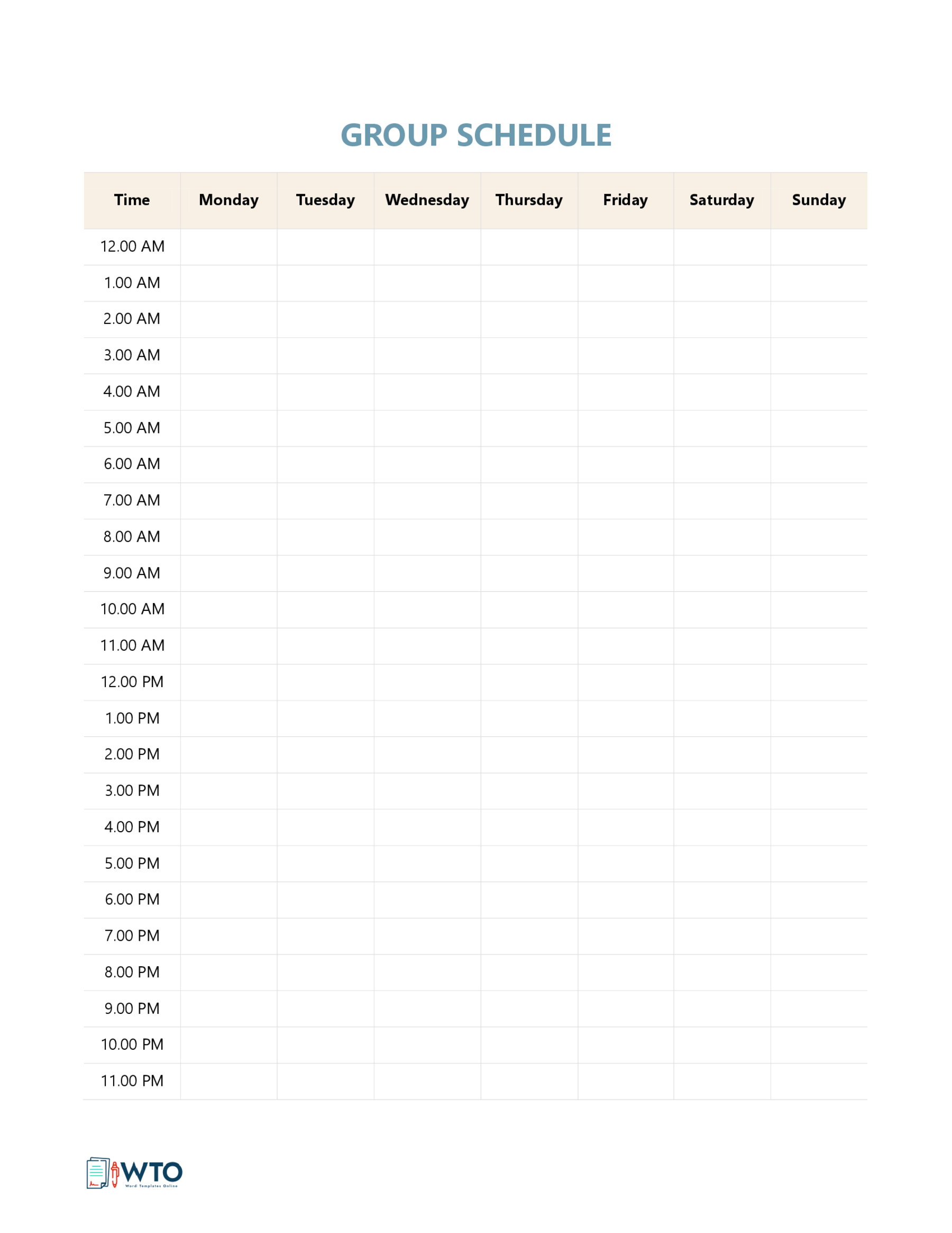 "Free Group Schedules Template - Editable Format