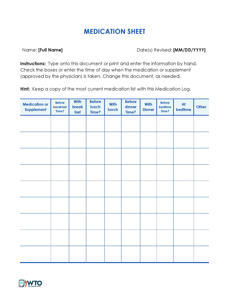 Medication List Templates