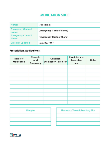 25 Free Medication List Templates For Patients &amp; Caregivers