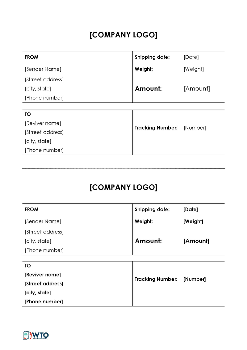 Free Printable Shipping Label Template 01 as Word File