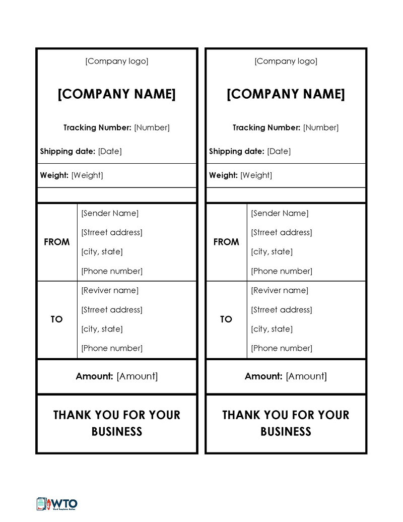 Template for shipping label form 06