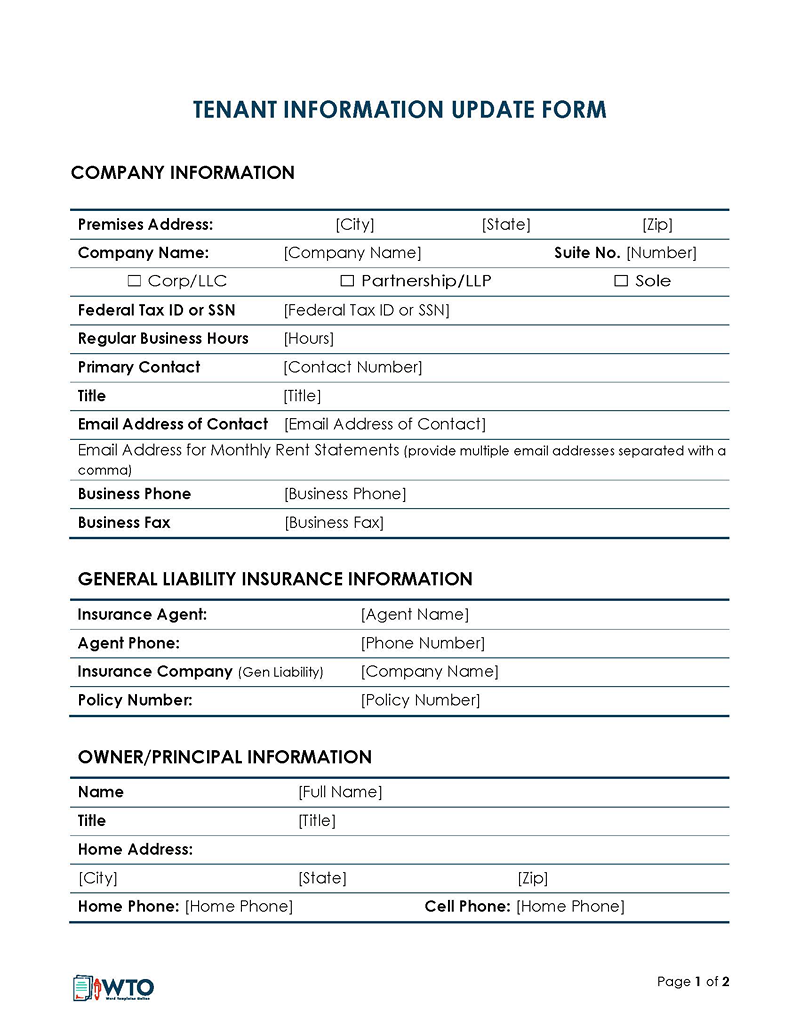 Tenant Information Update