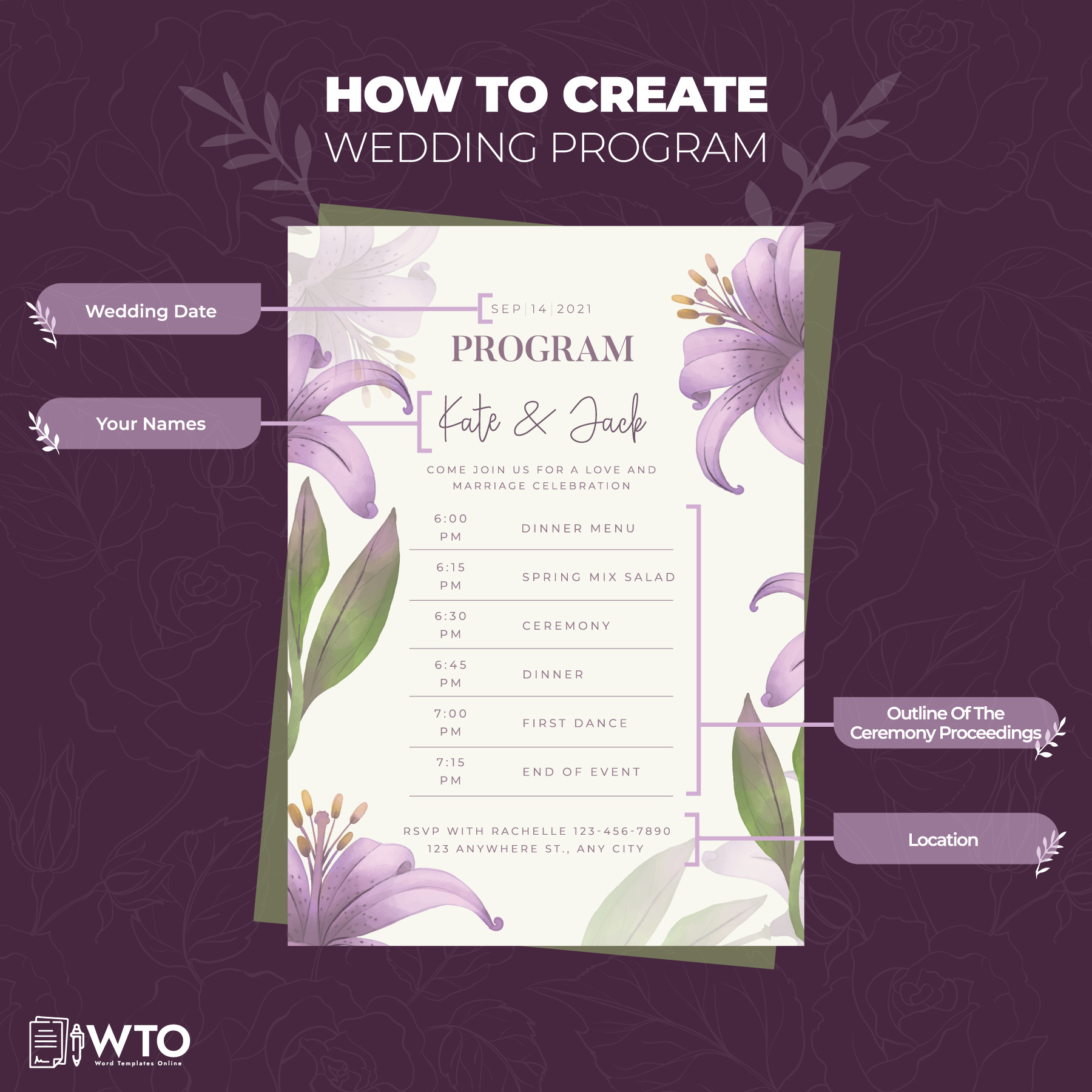 This infographic is about creating a wedding program.