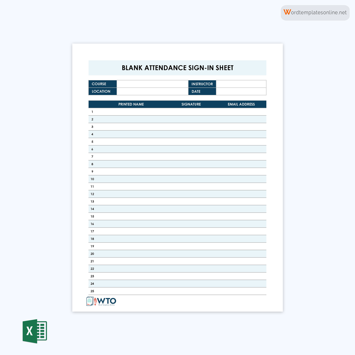 Free Blank Attendance Sign-In Sheet in Excel