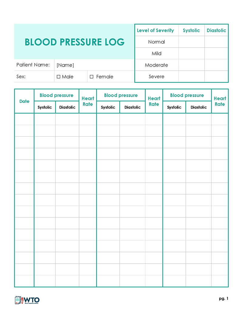 Bp Measuring Template.pdf 2020 Blood Pressure Log Chart Fillable Printable Pdf