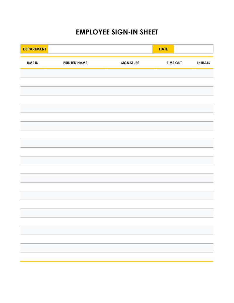 Simple Employee Sign-In Sheet im word