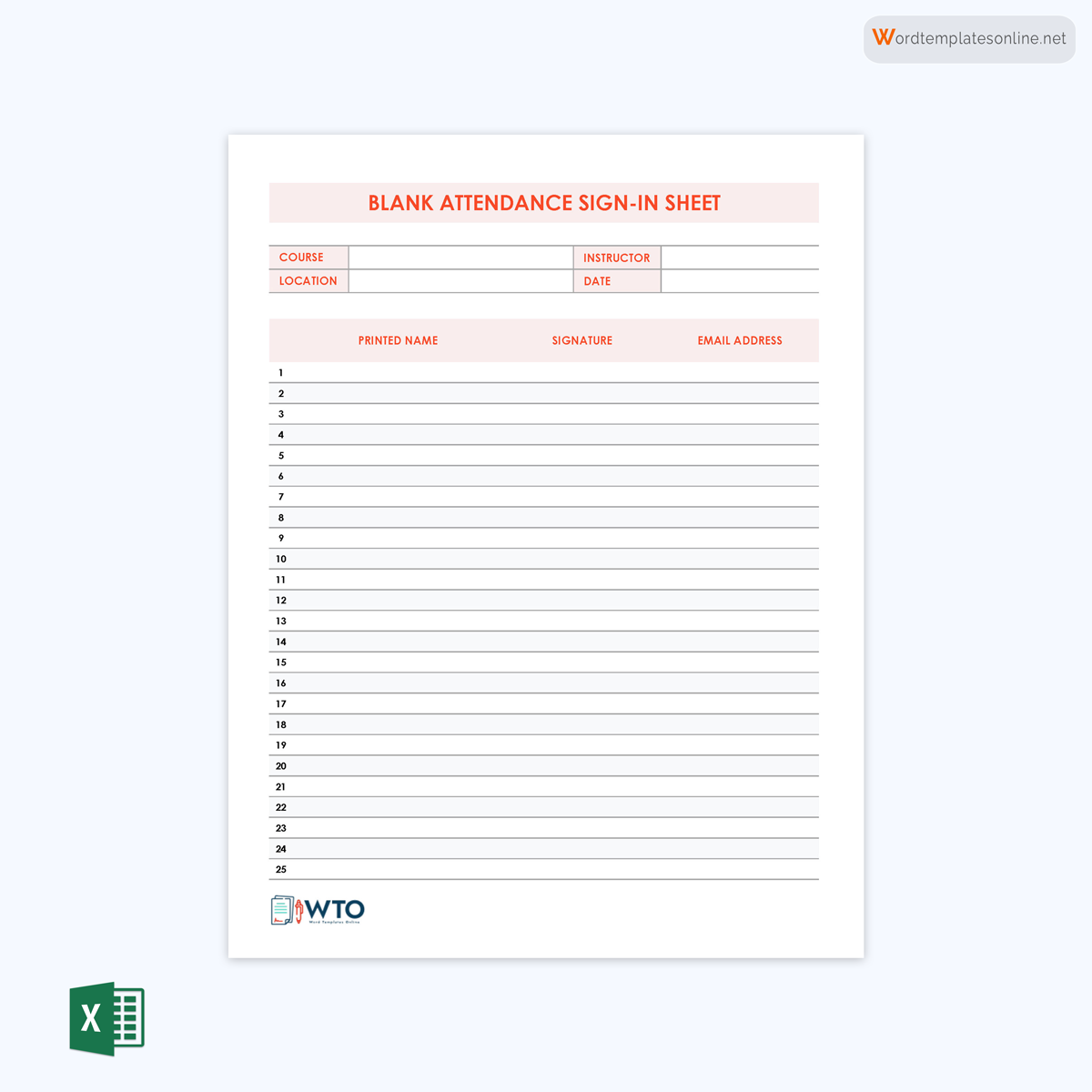 Free Seminar Sign-in Sheet template in ms word