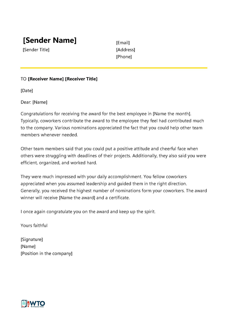 Free Word award letter template 06