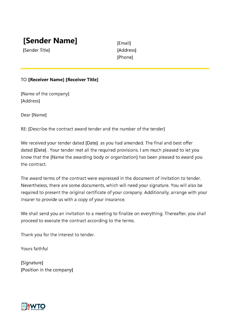 Formal award letter template with professional format 07