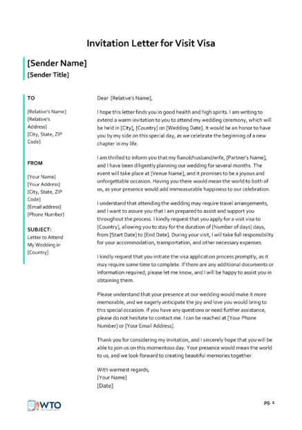 Writing an Invitation Letter for U S Visitor Visa Samples