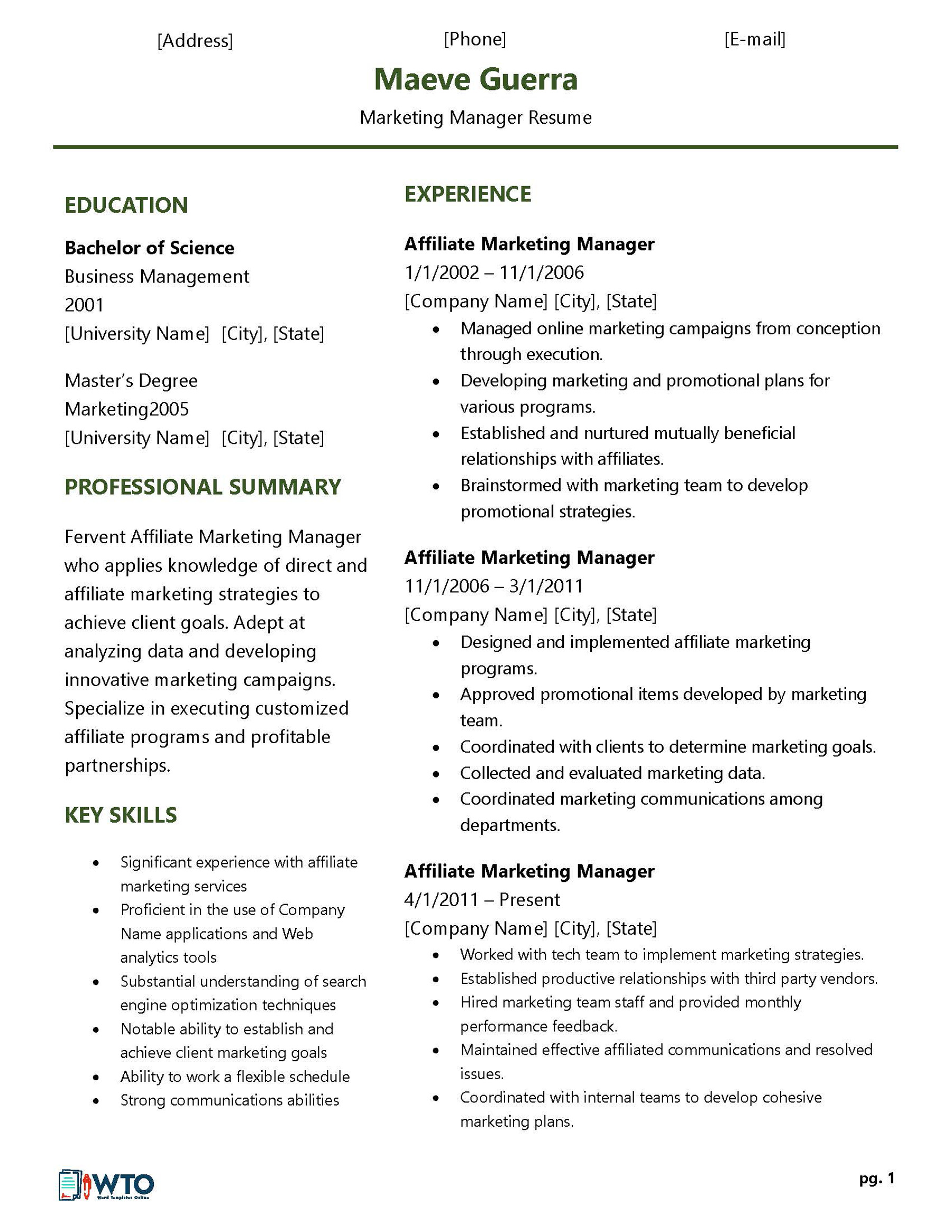 Marketing Manager Career Path - Example Infographic