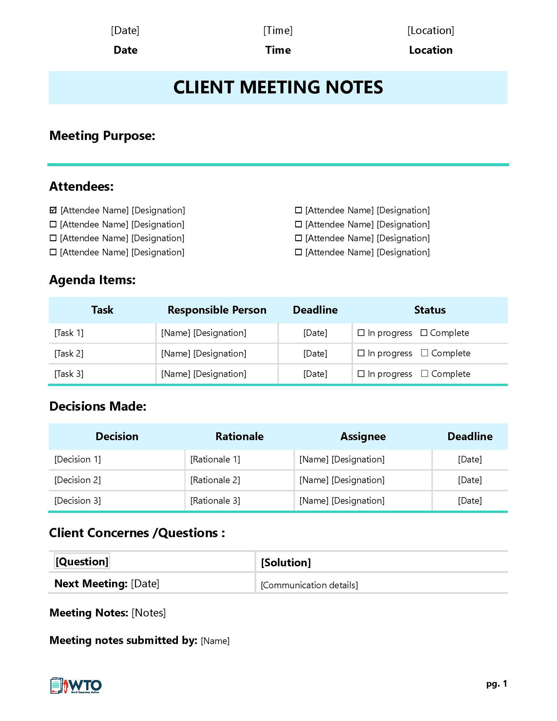 Meeting Agenda Template Example - Sample Document