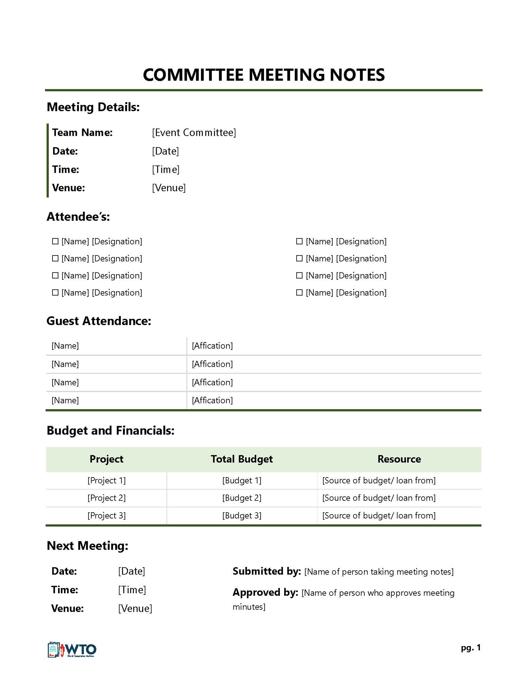 Meeting Agenda Template - Customizable Format