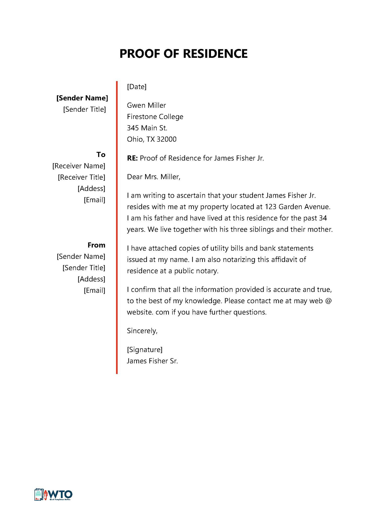 Editable Proof of Residency Letter 03 for Word