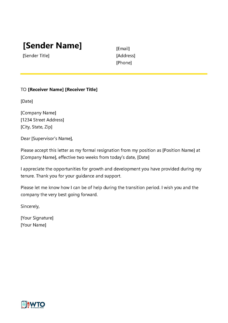 Editable two weeks notice letter template 02