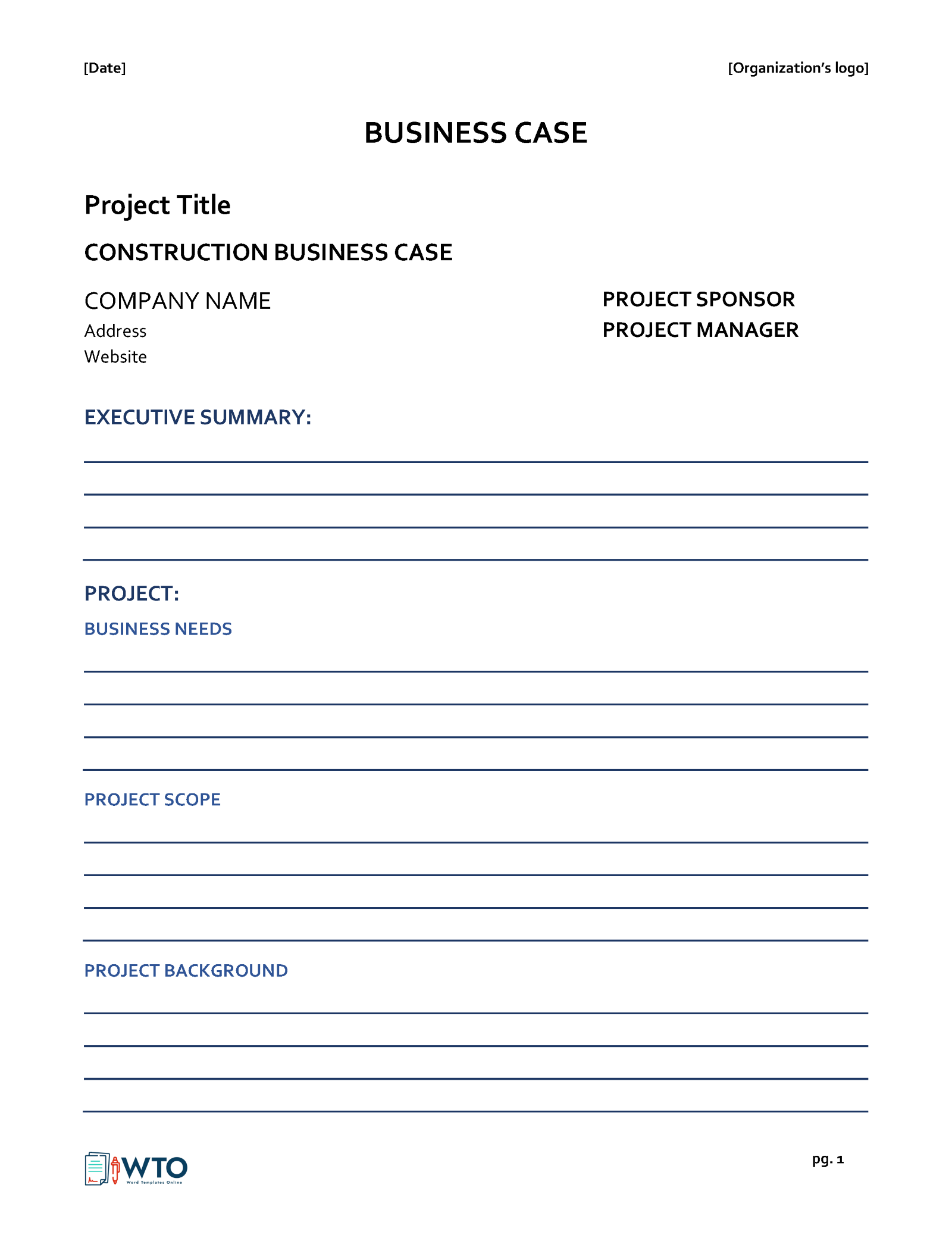 Free Business Case Template Format