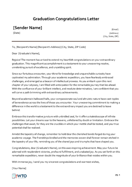 Sample Congratulations Letters for Graduation Sample Congratulations Letters for Graduation