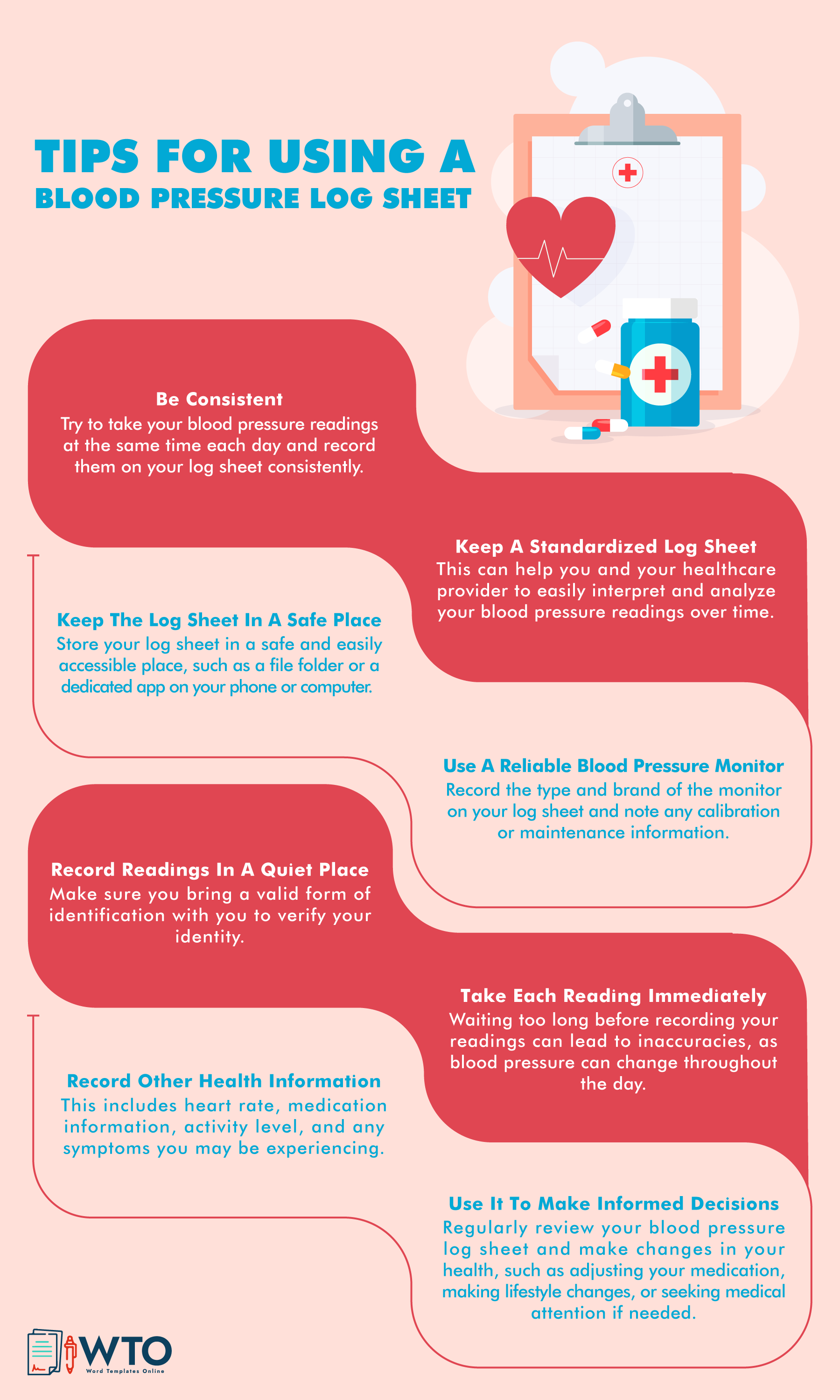 This infographic is about tips for using blood pressure log sheet.