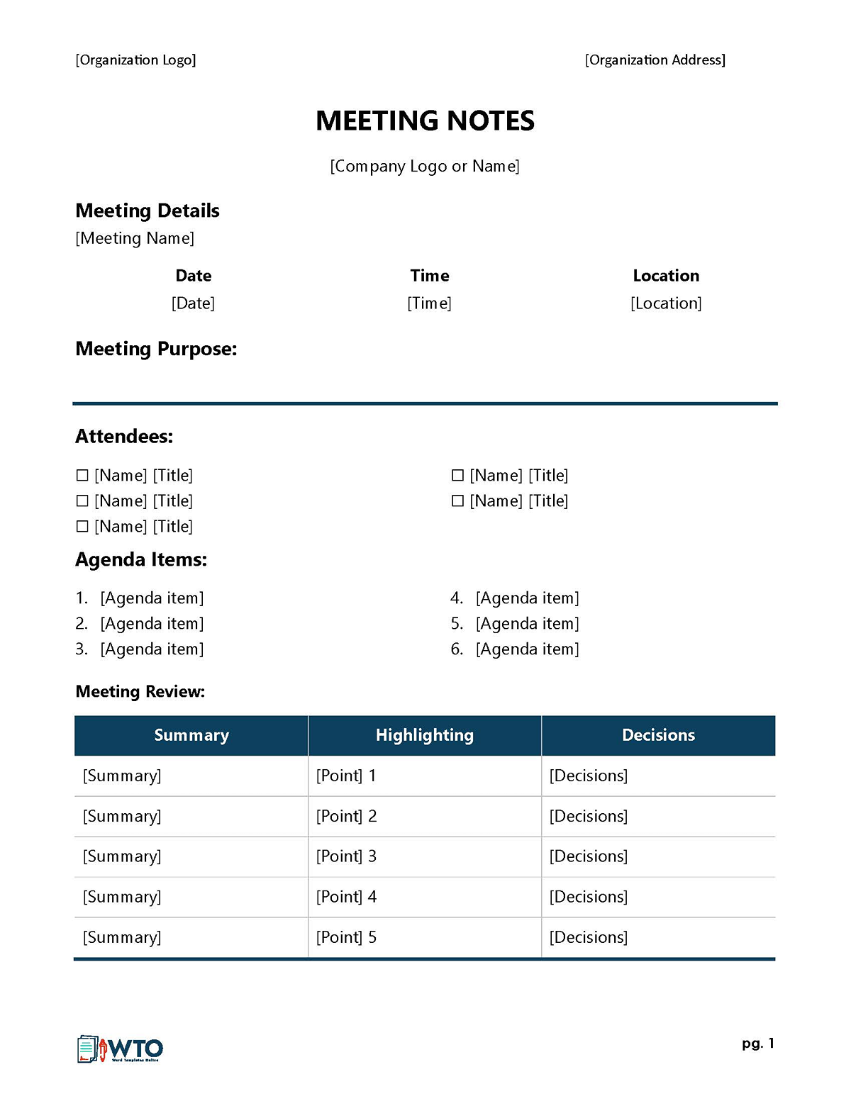 Meeting Agenda Template - Efficient and Organized