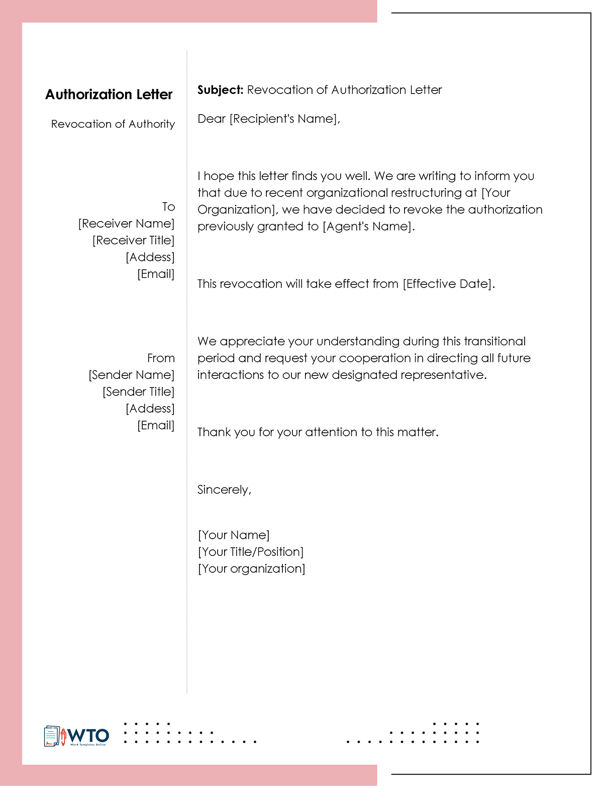 Revoke Authorization LetterTemplate -Free Download