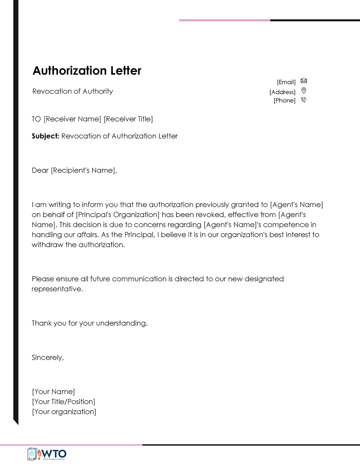 Revoke Authorization LetterTemplate-Ms word Format