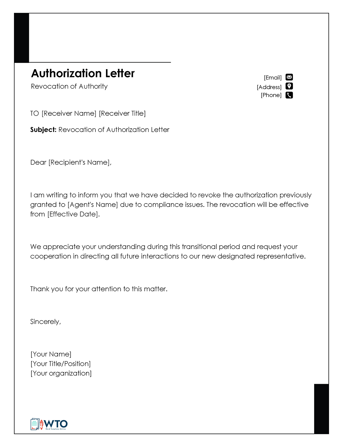 Revoke Authorization LetterTemplate-Word Format
