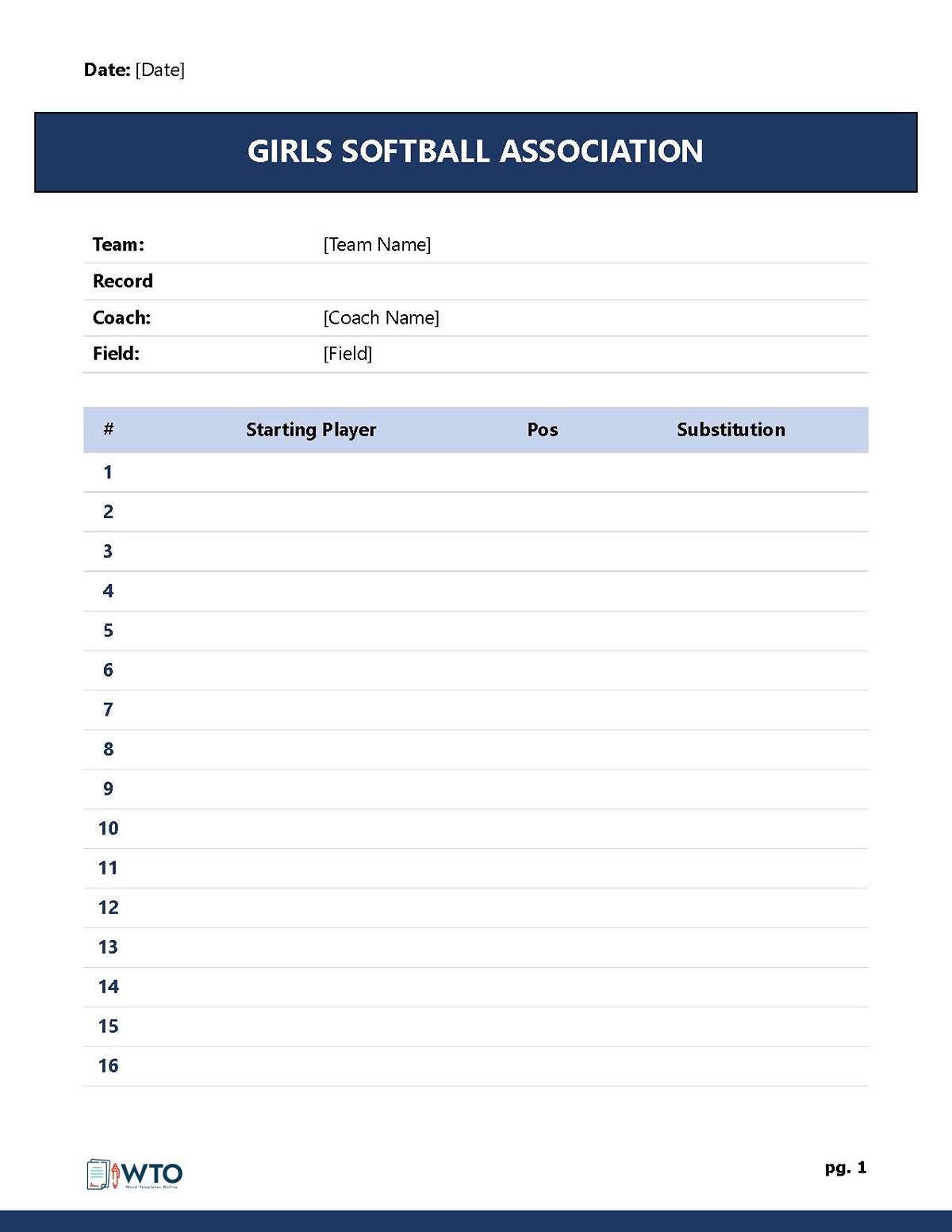Softball Lineup Cards - Ready-to-Use Template